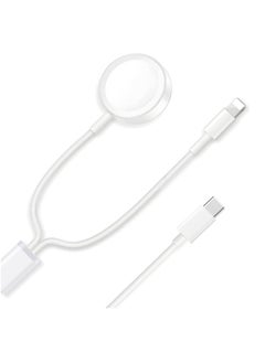 FLOWING Type C 2-in-1 Fast Charging for iPhone&Watch(1.8m)White，Premium Charger Cable，Smart Watch Magnetic Cable For Watch Series 9 8 7 6 5 4 3 2 1 SE1 SE2 & iPhone 14/13/12/11  - Image 1