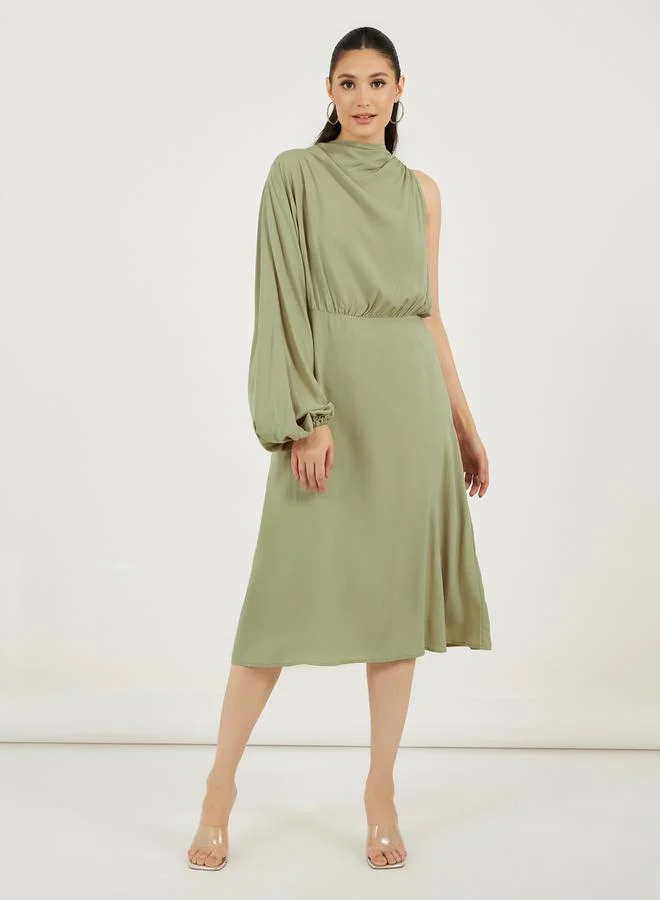 Styli One-Shoulder Midi Dress