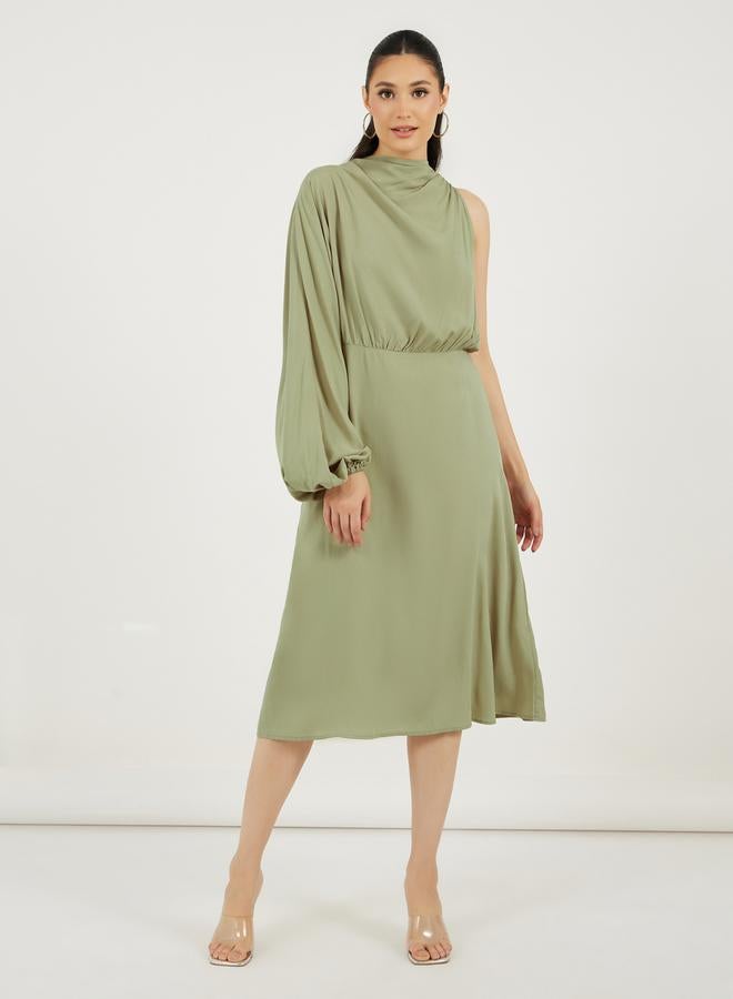 Styli One-Shoulder Midi Dress  - Image 4