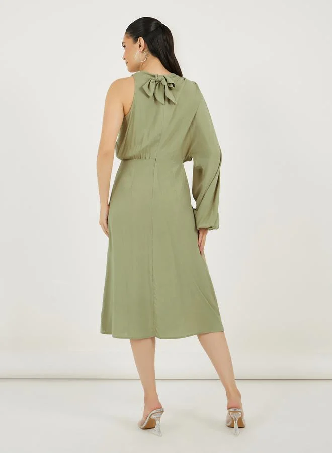 Styli One-Shoulder Midi Dress