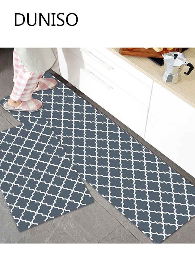 DUNISO Set of 2 Non-Slip Kitchen Rugs and Mats Anti-Fatigue Hallway Kitchen Runner Rug Set Backing Floor Mat for Kitchen Laundry Bathroom Office 40*60cm&40*120cm - Image 1