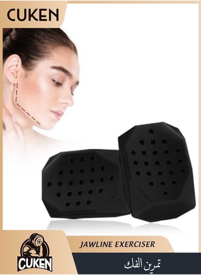 Cuken 2 Piece Black Jaw Exerciser Chisel Ball Powerful Jaw Trainer Face Jawline Shaper Double Chin Reducer Eliminator Neck Trainer Beauty Tools for Facial Line Jawline Exerciser For Beginner, Men & Women  - Image 1