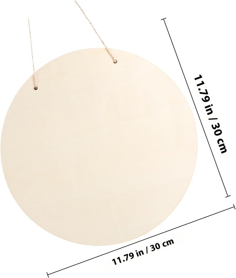 Unomor 2 Sets 30cm Unfinished Round Wooden Slices DIY Front Door Sign Blanks with Twine for Crafting and Painting Wood Boards for Handmade Decorations - Image 2