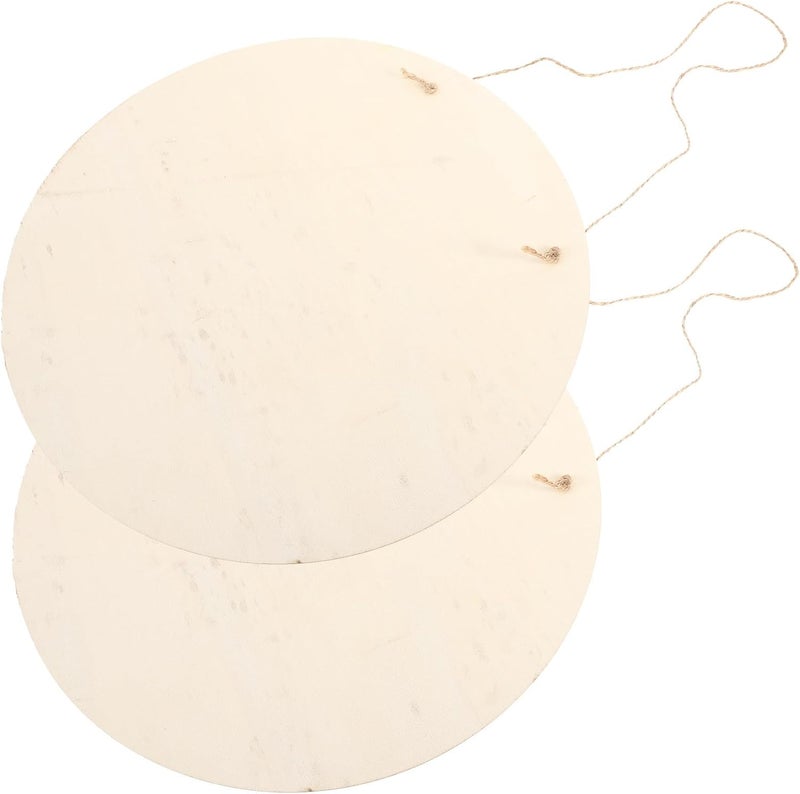 Unomor 2 Sets 30cm Unfinished Round Wooden Slices DIY Front Door Sign Blanks with Twine for Crafting and Painting Wood Boards for Handmade Decorations - Image 1