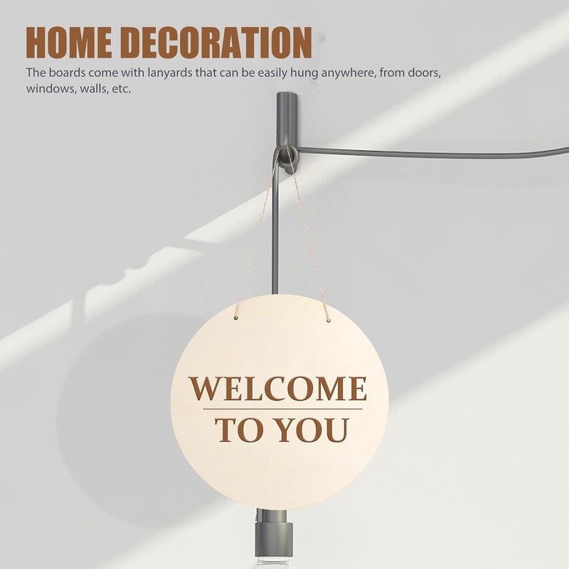 Unomor 2 Sets 30cm Unfinished Round Wooden Slices DIY Front Door Sign Blanks with Twine for Crafting and Painting Wood Boards for Handmade Decorations - Image 5