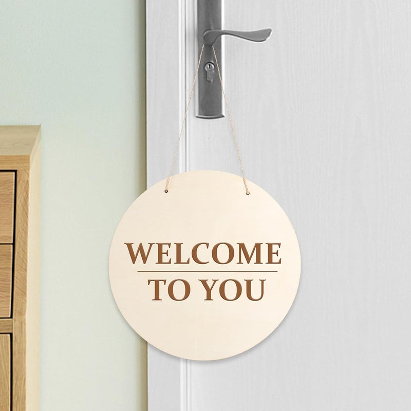 Unomor 2 Sets 30cm Unfinished Round Wooden Slices DIY Front Door Sign Blanks with Twine for Crafting and Painting Wood Boards for Handmade Decorations - Image 4