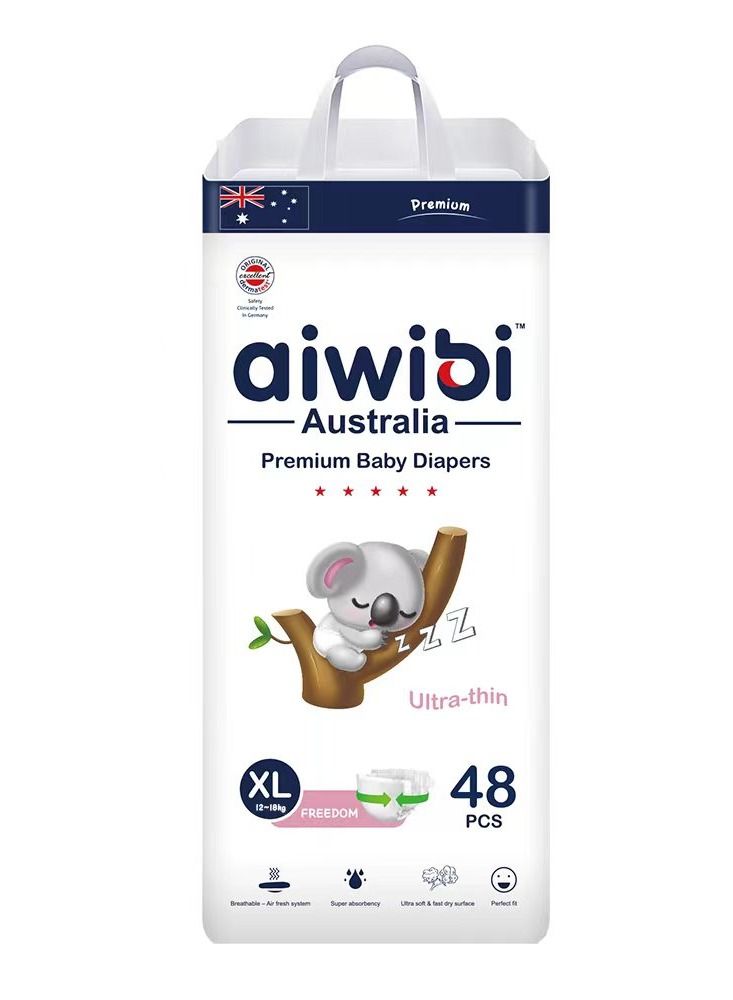 aiwibi Ultra Thin Premium Baby Diapers - Size (5) XLarge 48 Pcs (12-18kg) Super soft, Breathable, High absorbent and Hypoallergenic Diapers - Image 1