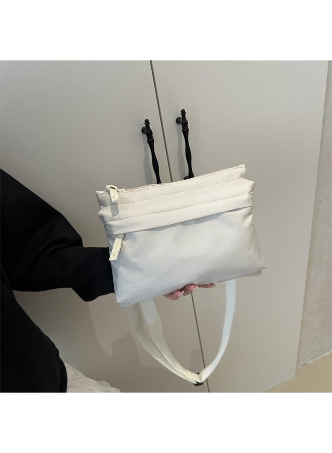 2025 Spring Nylon Cloth Small Square Bag Korean Style Mini Crossbody Bag Trendy Cool Shoulder Bag For Men And Women Mini-Color:White  - Image 1
