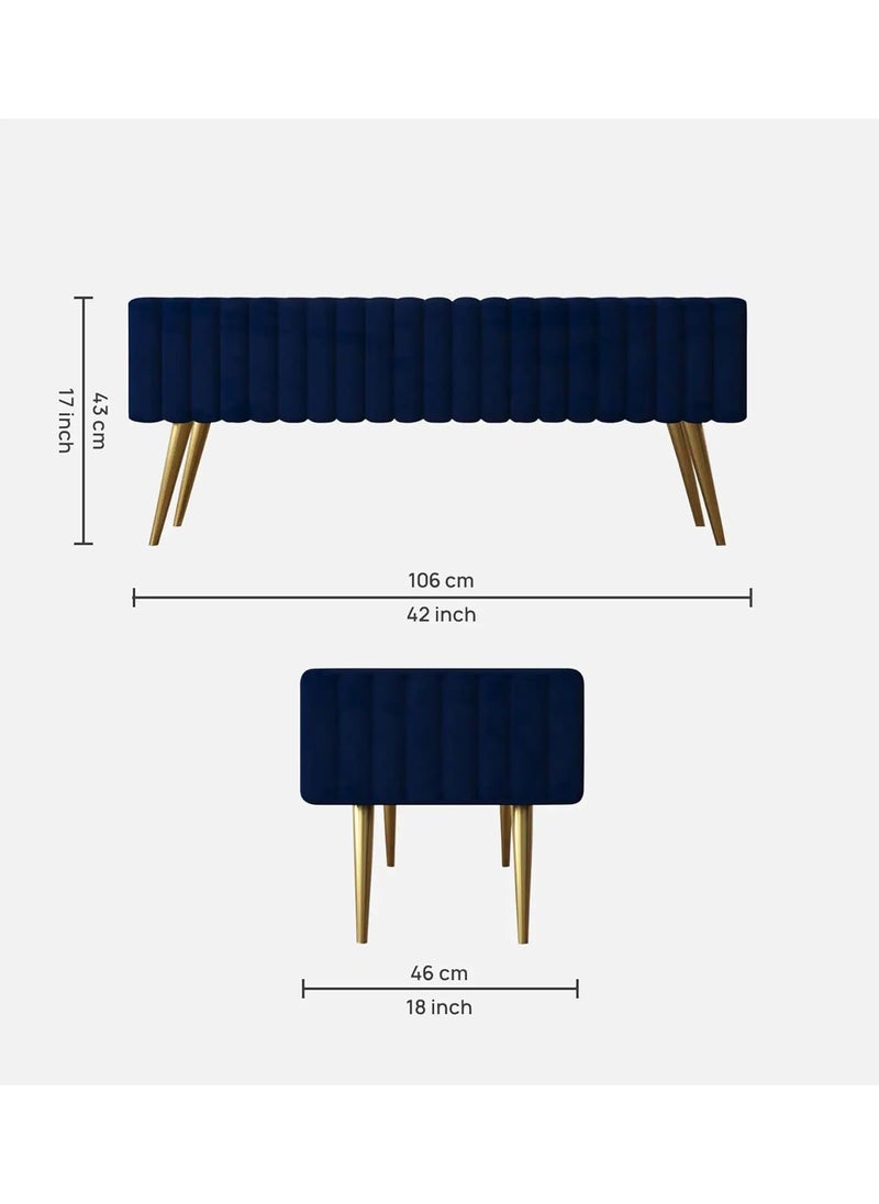 URBAN SIGNATURE URBAN SIGNATURE Lupita Velvet Bench 2Seater Upholstered Settee Ottoman Bench Luxurious Velvet Seating for Modern Living Room Bedroom Entryway Stylish Comfortable Accent Bench  - Image 2
