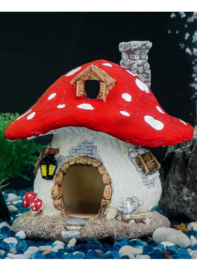 Uniclife Uniclife Aquarium Mushroom House, Resin Fish Tank Decoration Cottage Ornament for Fish Tank Landscape Aquarium Hideout Hideaway Spawning Cave Decor for Shrimp Betta Goldfish and Reptiles  - Image 1