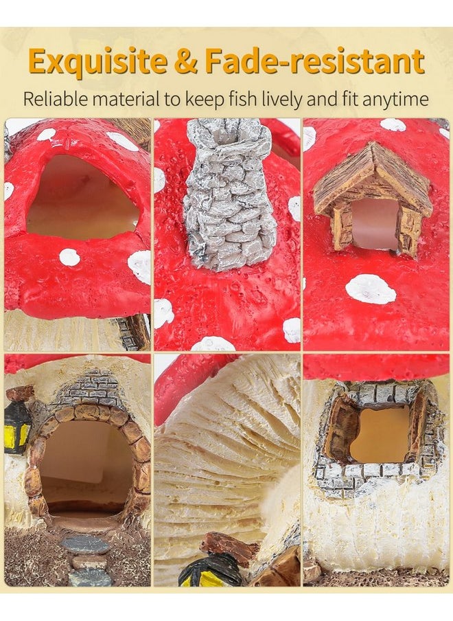 Uniclife Uniclife Aquarium Mushroom House, Resin Fish Tank Decoration Cottage Ornament for Fish Tank Landscape Aquarium Hideout Hideaway Spawning Cave Decor for Shrimp Betta Goldfish and Reptiles  - Image 2