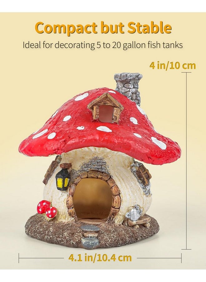 Uniclife Uniclife Aquarium Mushroom House, Resin Fish Tank Decoration Cottage Ornament for Fish Tank Landscape Aquarium Hideout Hideaway Spawning Cave Decor for Shrimp Betta Goldfish and Reptiles  - Image 3