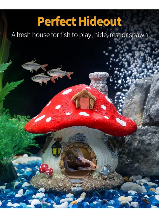 Uniclife Uniclife Aquarium Mushroom House, Resin Fish Tank Decoration Cottage Ornament for Fish Tank Landscape Aquarium Hideout Hideaway Spawning Cave Decor for Shrimp Betta Goldfish and Reptiles  - Image 4