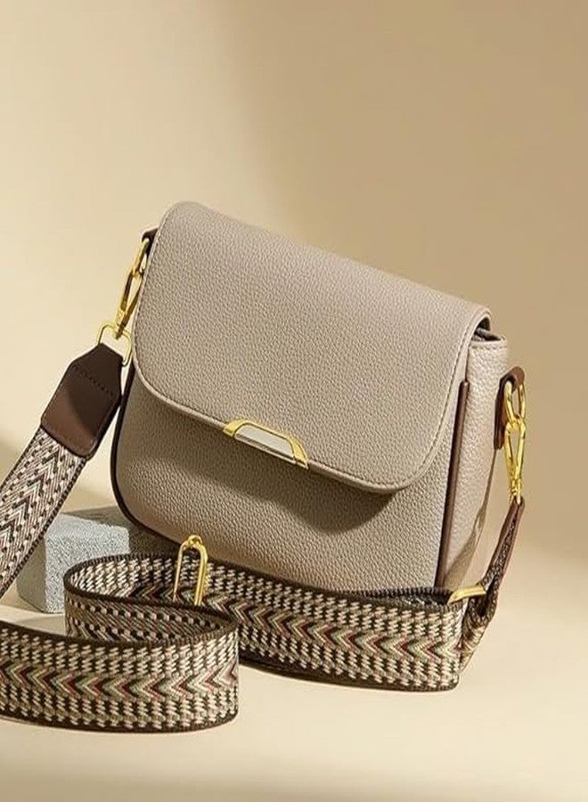 HaveGlam Women’s Textured Crossbody Box Bag with Wide Patterned Strap - Premium Vegan Leather Shoulder Purse, Stylish Messenger Bag with Gold Hardware for Travel & Daily Work - Image 5