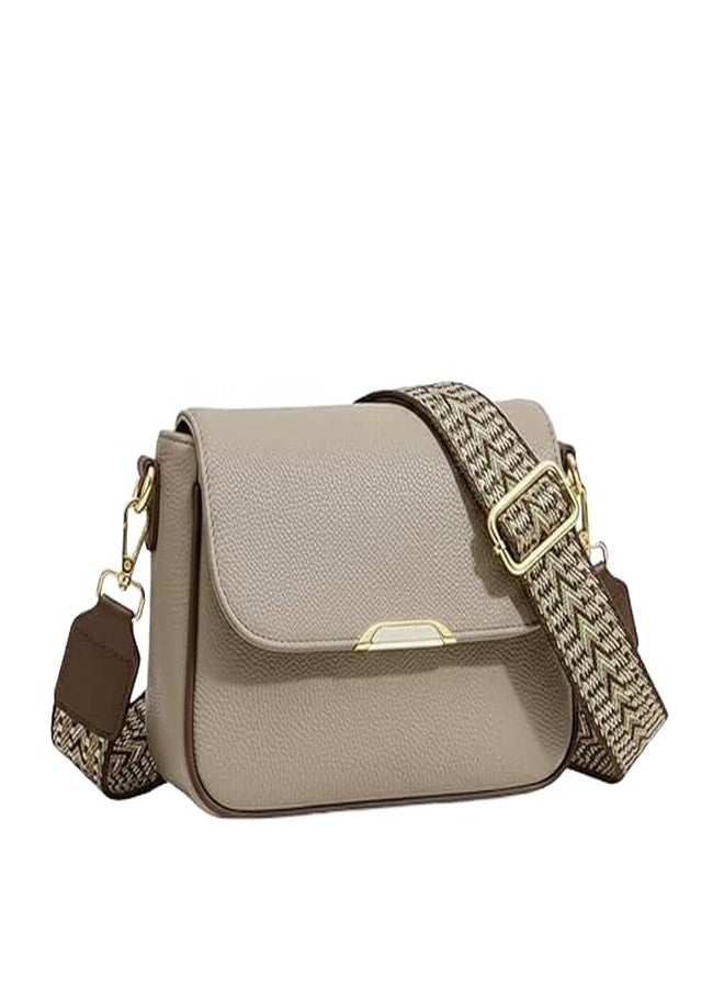 HaveGlam Women’s Textured Crossbody Box Bag with Wide Patterned Strap - Premium Vegan Leather Shoulder Purse, Stylish Messenger Bag with Gold Hardware for Travel & Daily Work - Image 1