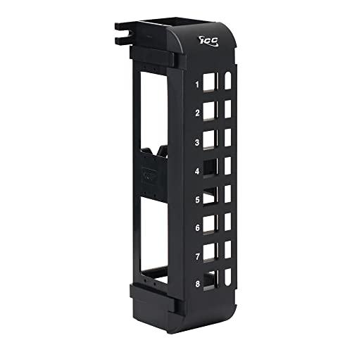 ICC 8 Port Blank Keystone Patch Panel with 89U Wall Mount Bracket, Works with Wide and Slim Profile Keystone Jacks (Sold Separately), UL Listed, Black, IC107BP8VB - Image 1