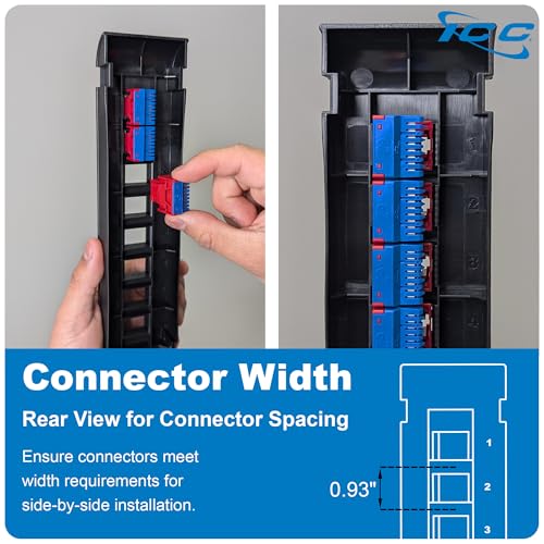ICC 8 Port Blank Keystone Patch Panel with 89U Wall Mount Bracket, Works with Wide and Slim Profile Keystone Jacks (Sold Separately), UL Listed, Black, IC107BP8VB - Image 5