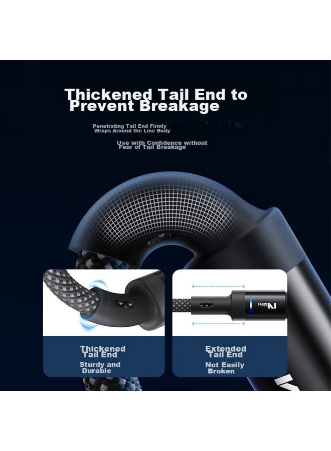 CAN كابل بيانات Type-c من فيت، كابل شحن 100 واط، شحن فائق السرعة، إيقاف تشغيل تلقائي، مناسب لهواوي، أوبو، هونر، نوفا، شاومي، فيفو، كابل شحن سريع 66 واط، 1 متر، أسود - Image 3