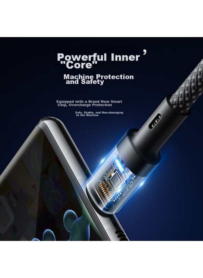 CAN كابل بيانات Type-c من فيت، كابل شحن 100 واط، شحن فائق السرعة، إيقاف تشغيل تلقائي، مناسب لهواوي، أوبو، هونر، نوفا، شاومي، فيفو، كابل شحن سريع 66 واط، 1 متر، أسود - Image 4