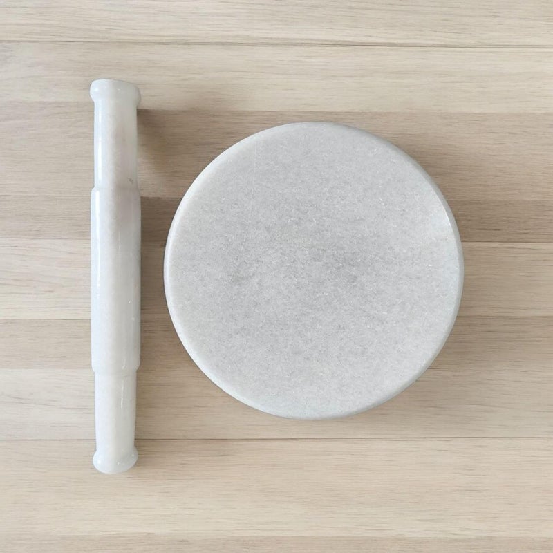eGharonda eGharonda White Marble ChaklaRolling Pin BoardRotiChapati Maker Marble BelanRolling Pin for Kitchen Chakla Belan Combo Chakla 10Inch Belan 12 Inch  - Image 2