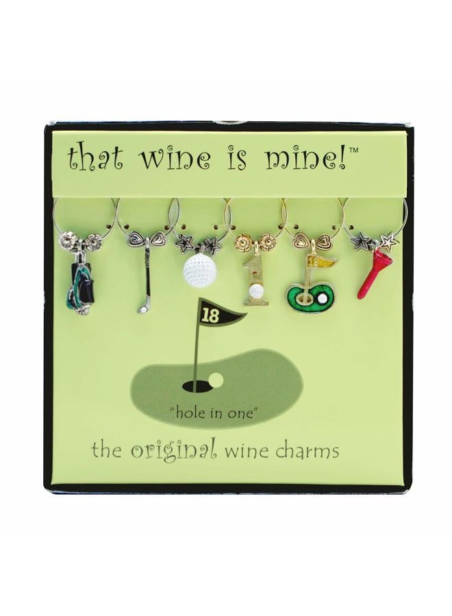 Hole In One, Painted Wine Charms, Fits neatly around stem, Multicolor