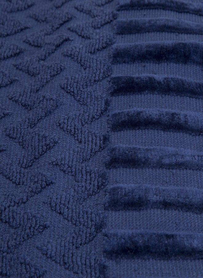 Lavish Home 6-Piece Cotton Deluxe Plush Bath Towel Set - Chevron Pattern Plush Sculpted Spa Luxury Decorative Body, Hand and Face Towels (Navy), 27'x54"x0.25" - Image 3