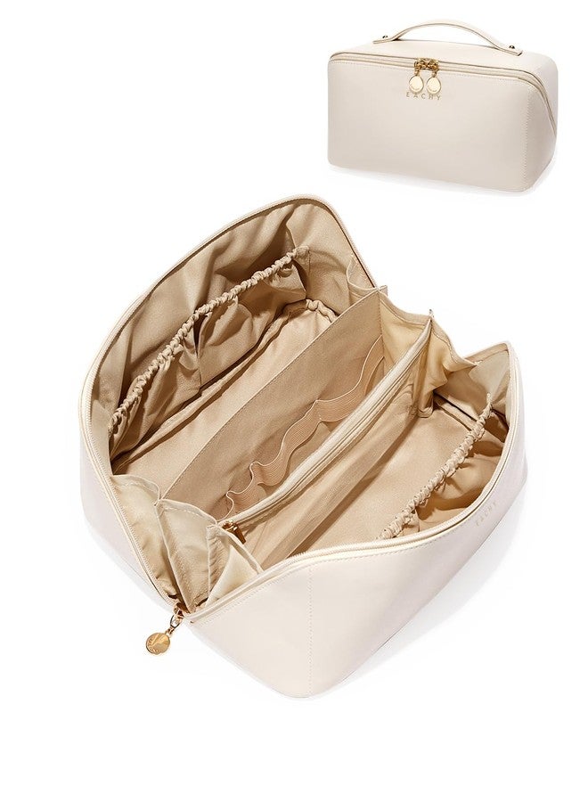 EACHY Large Capacity Travel Cosmetic Bags for Women, Waterproof Makeup Bag for Easy Access, Multifunctional Storage Toiletry Bag with Handle and Divider, Pink, Rustic - Image 1