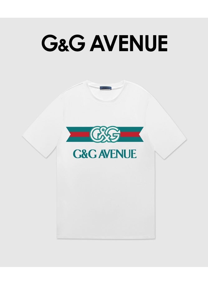 G&G AVENUE - Heavy cotton fabric Unisex Unisex Innovative T-shirt Fashion Letter Printing Casual Top Sports Short Sleeves Versatile New Trend White Oversized - Image 1