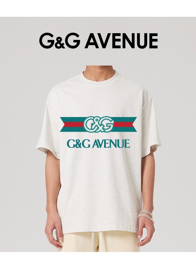G&G AVENUE - Heavy cotton fabric Unisex Unisex Innovative T-shirt Fashion Letter Printing Casual Top Sports Short Sleeves Versatile New Trend White Oversized - Image 1