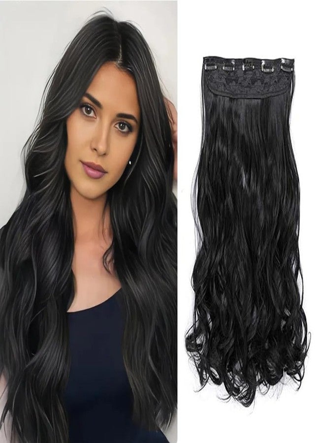 VIVIAN Silky Soft Hair Extensions And Wigs Women Curly/Wavy Hair Extension 5 Clips in Black color - Image 1