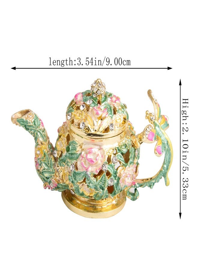 QIFU Hand Painted Teapot Style Enameled Trinket Box Hinged Unique Gift for Home Decor … - Image 5