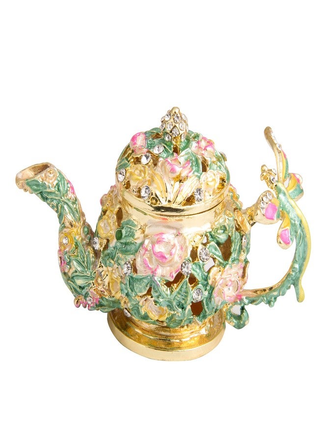 QIFU Hand Painted Teapot Style Enameled Trinket Box Hinged Unique Gift for Home Decor … - Image 1