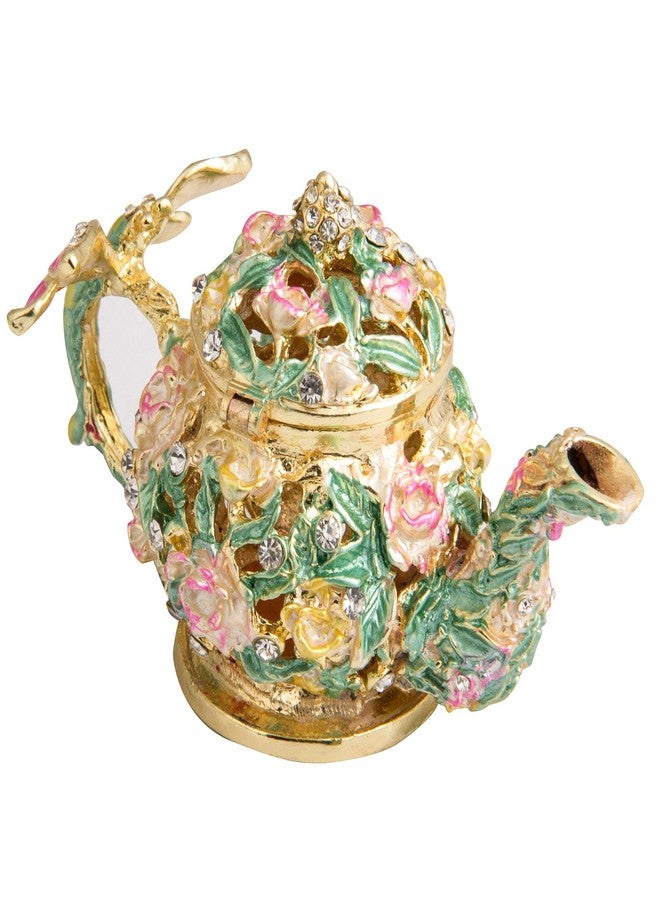 QIFU Hand Painted Teapot Style Enameled Trinket Box Hinged Unique Gift for Home Decor … - Image 2
