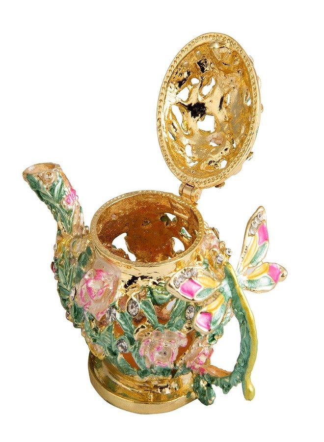 QIFU Hand Painted Teapot Style Enameled Trinket Box Hinged Unique Gift for Home Decor … - Image 4