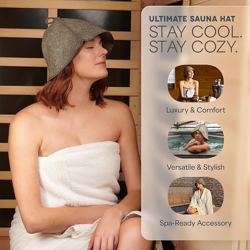 LifePro Wool Sauna Hat for Men and Women - Traditional Russian Banya Hat for Indoor Sauna & Infrared Sauna - Sauna Accessories for Protection from Overheating & Hair Damage, Felt Wool Sauna Cap - Image 3