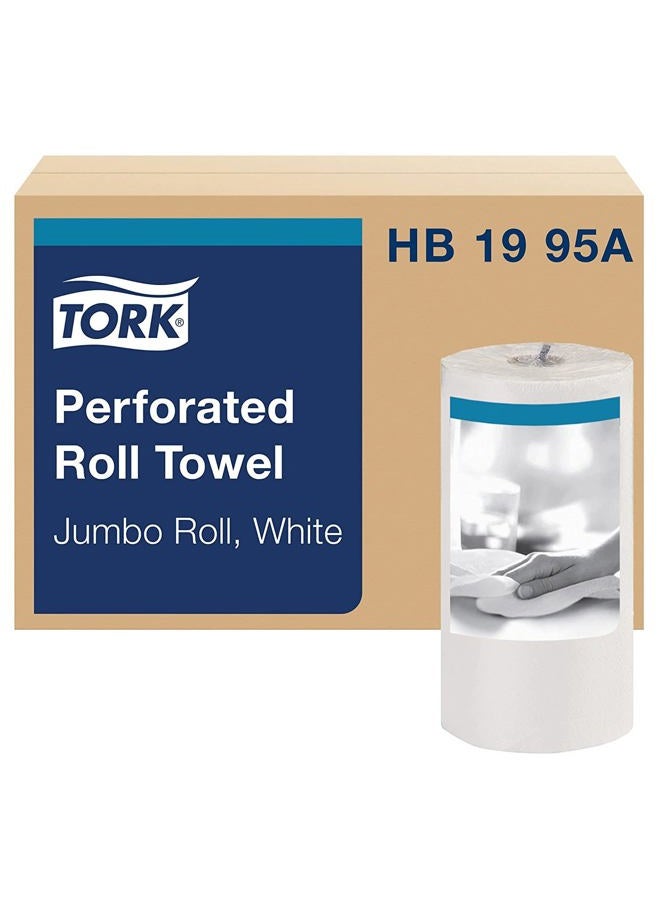 Tork مناديل ورقية مثقبة HB1995A بحجم كبير، لفة كبيرة، بيضاء، عالمية، مزدوجة الطبقة، علبة تحتوي على 12 لفة، 210 مناديل لكل لفة، 2,520 منشفة - Image 1