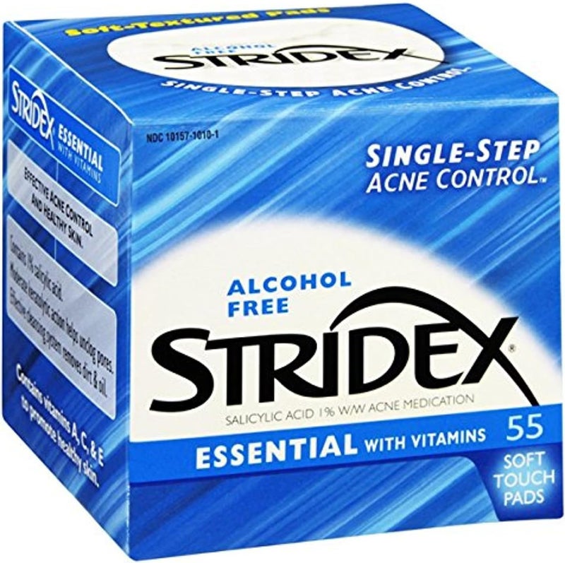 Stridex Essential Single-Step Acne Control Pads - Alcohol Free, 55 Soft Touch Pads with Vitamins - Image 1