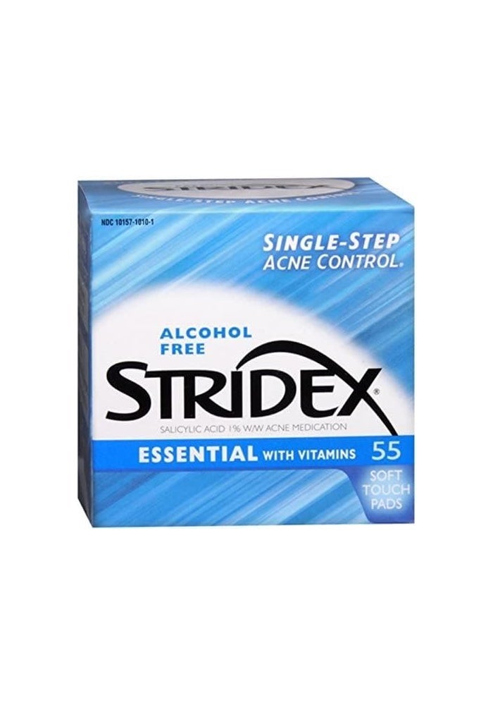 Stridex Essential Single-Step Acne Control Pads - Alcohol Free, 55 Soft Touch Pads with Vitamins - Image 3
