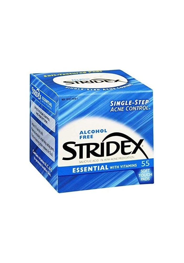 Stridex Essential Single-Step Acne Control Pads - Alcohol Free, 55 Soft Touch Pads with Vitamins - Image 2