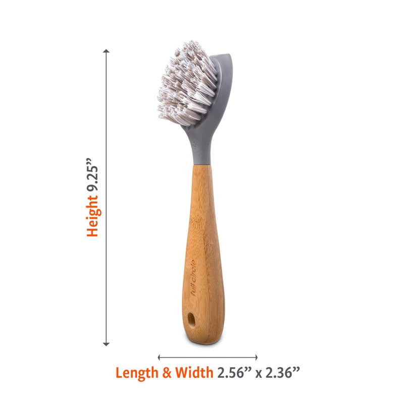Full Circle Scrub Brush for Cast Iron Cookware, Dishes Pots, Sinks - Sustainably Sourced with Bamboo Handle - Image 3