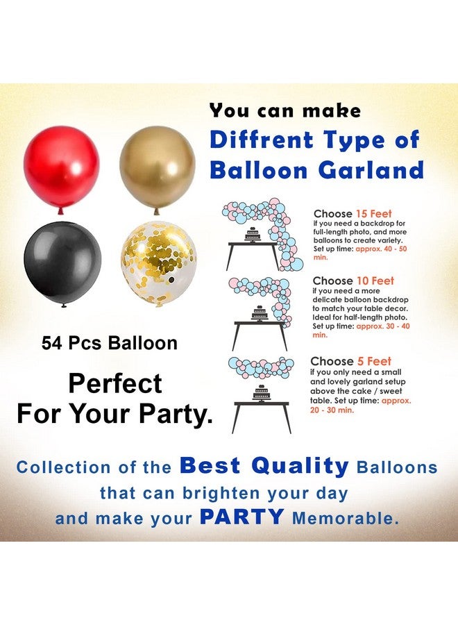 Party Propz Party Propz Happy Birthday Decoration Items - 63Pcs Red, Black, Gold Balloons for Birthday | Happy Birthday Foil Balloon Set | Golden Foil Curtains for Birthday Decoration | Birthday Decoration Items - Image 5
