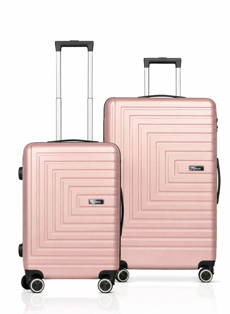 منيك مجموعة الحج من 2 حقائب | عربة بمقبض ناعم من الجوانب الصلبة مع قفل TSA | عجلات دوارة 360° | متوسطة - 24 إنش، كبيرة - 28 إنش | ذهبي