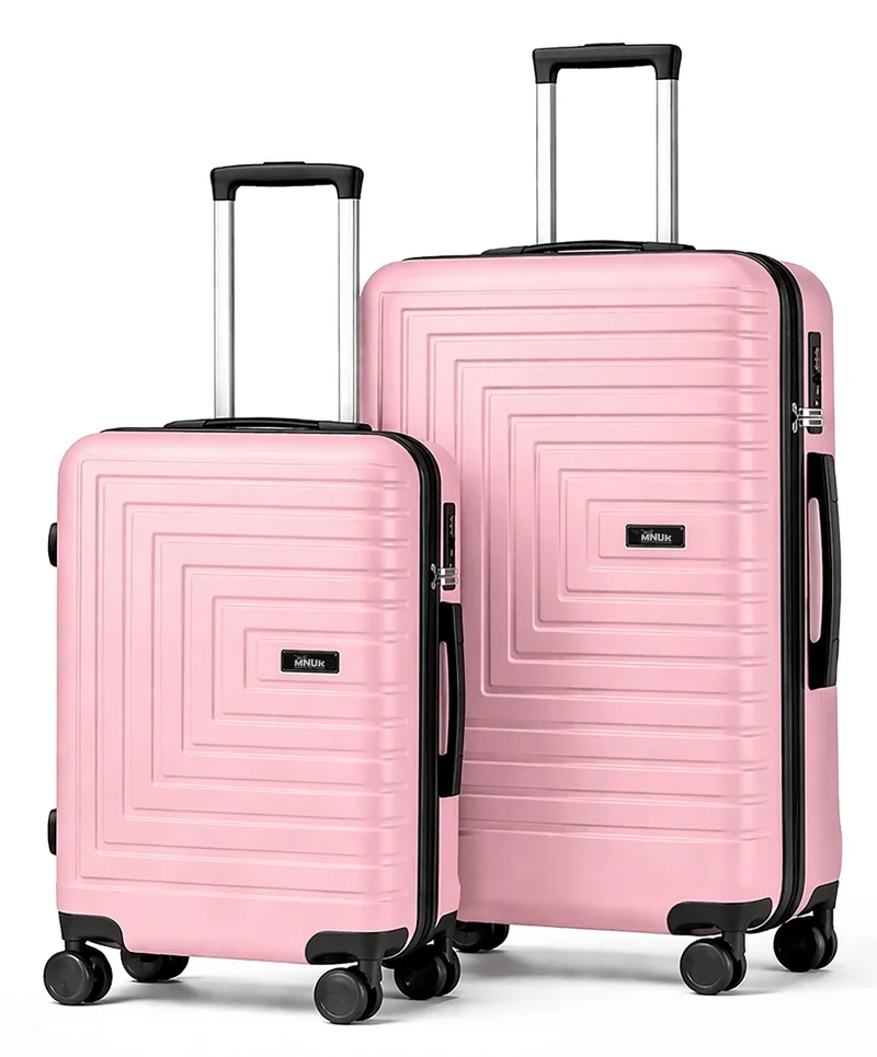 MNUK Pilgrimage Set of 2 Luggage | Hardside Soft Handle Trolley with TSA Lock |360° 4 Wheeler| Cabin- 20 Inch, Large-28 Inch| Gold