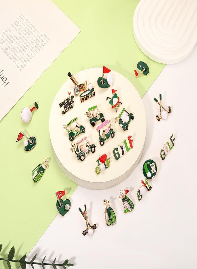 PHALIN Golf Pins for Women Green White Golf Ball Bag Cart Enamel Brooches Sport Game Day Accessories Outfits (Style A) - Image 3