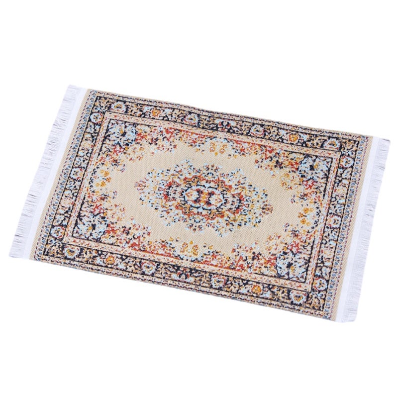 Miniature Dollhouse Rug 10*17 Cm High-quality Fabric - Turkish Style Design Miniature Accessory for Kids Age 6-18, Dollhouse Decoration - Image 1