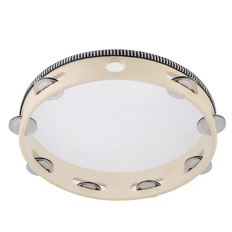 Musfunny Tambourine for adults 10 inch Hand Held Drum Bell Birch Metal Jingles Percussion Gift Musical Educational Instrument for Church KTV Party (10 inch) - Image 5