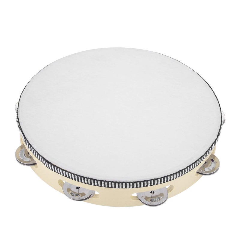 Musfunny Tambourine for adults 10 inch Hand Held Drum Bell Birch Metal Jingles Percussion Gift Musical Educational Instrument for Church KTV Party (10 inch) - Image 4