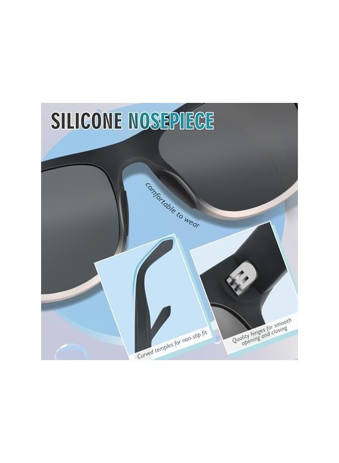 PROMASS Sunglasses Polarized for Men Women - Sun Glasses UV380 Square Sun Protection Classic Fashion for Outdoor Sports Driving Fishing, Carrying Packaging Boxes (Frosted) - Image 4