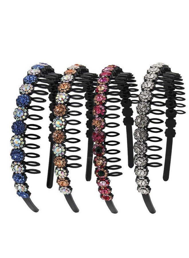 Yeshan Teeth Comb Headbands For Women With Rhinestone And Crystal Beaded Plastic Hairbandpack Of 4 - Image 1