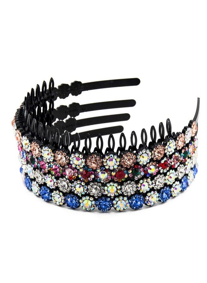 Yeshan Teeth Comb Headbands For Women With Rhinestone And Crystal Beaded Plastic Hairbandpack Of 4 - Image 3